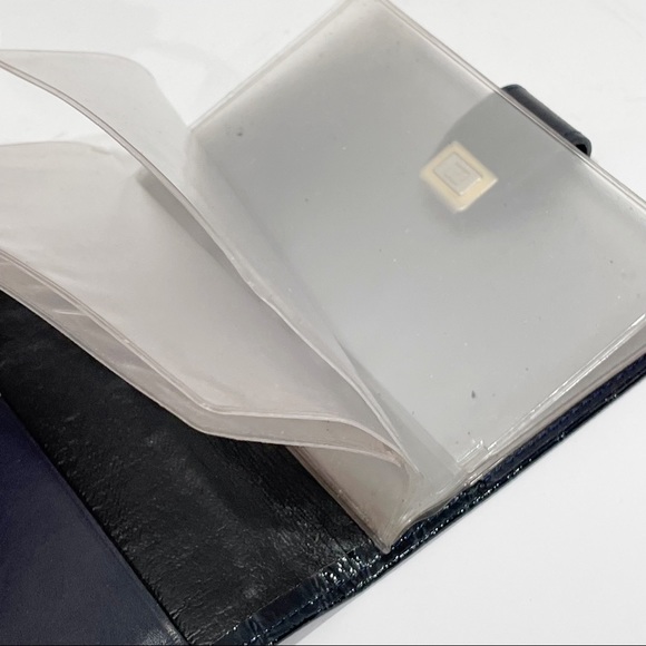 Fendi vintage navy blue pequin stripe canvas crocodile leather trim card wallet - Picture 9 of 12